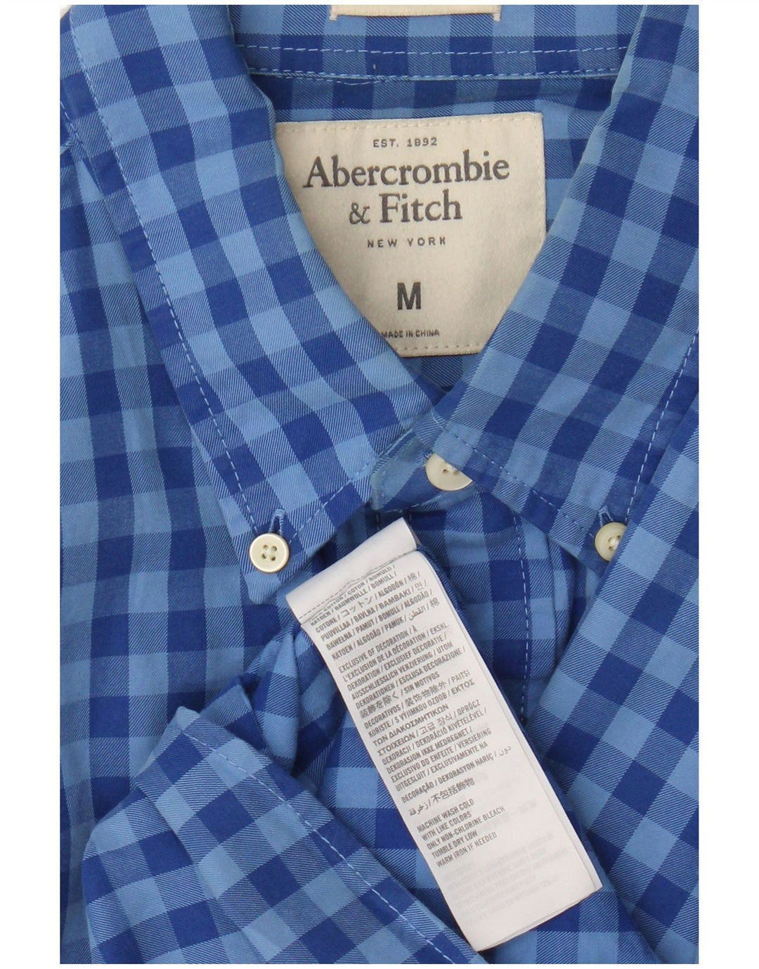 Abercrombie & Fitch Mens Checked  Shirt Medium Blue Check Cotton