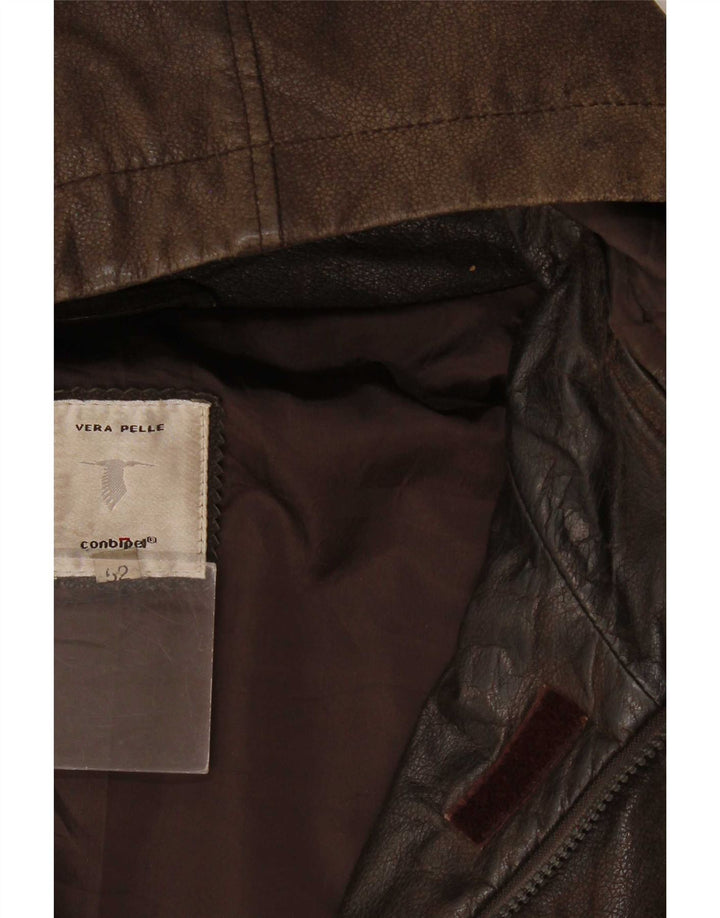 Giacca in pelle da uomo vestibilità ampia con cappuccio Conbipel IT 52 Large Marrone