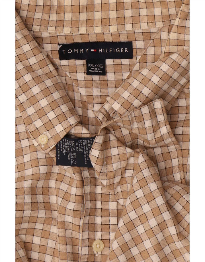 Tommy Hilfiger Mens Shirt 2XL Beige Check Cotton