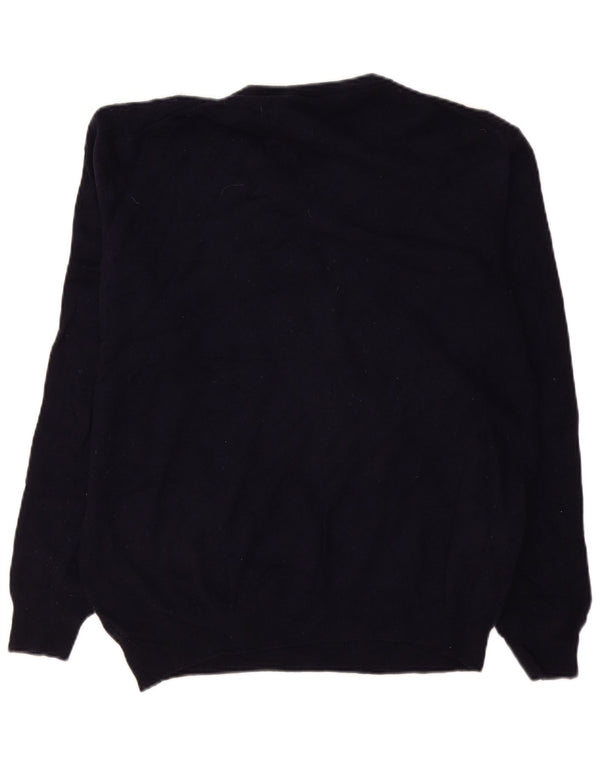 Maglione da uomo con scollo a V Conte of Florence 2XL in lana blu navy