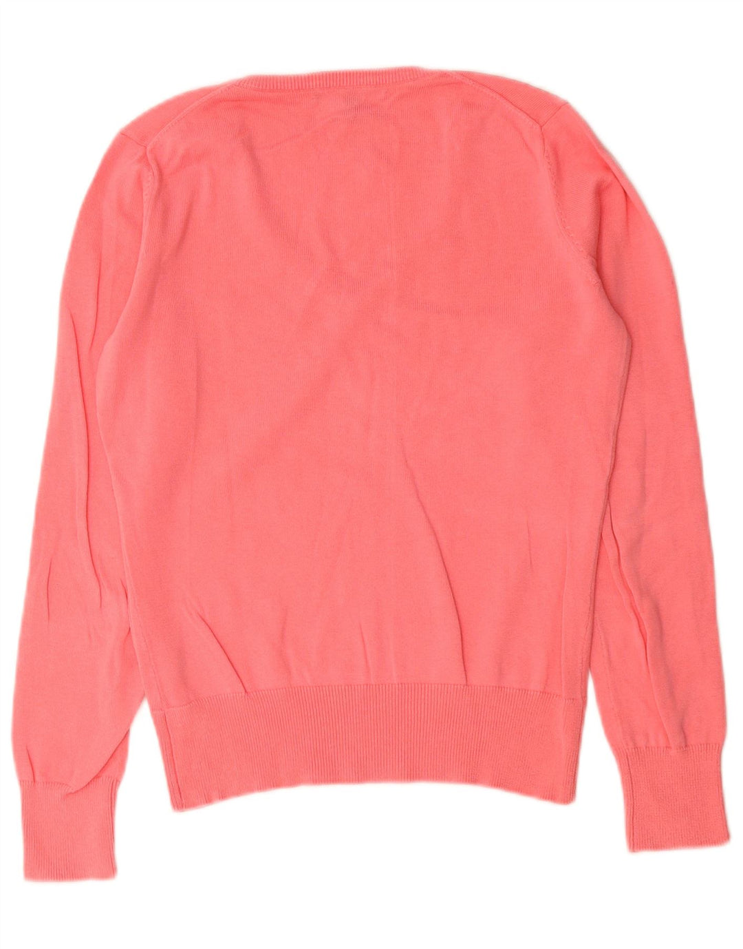 Gant Womens V-Neck Jumper Sweater UK 12 Medium Pink Cotton