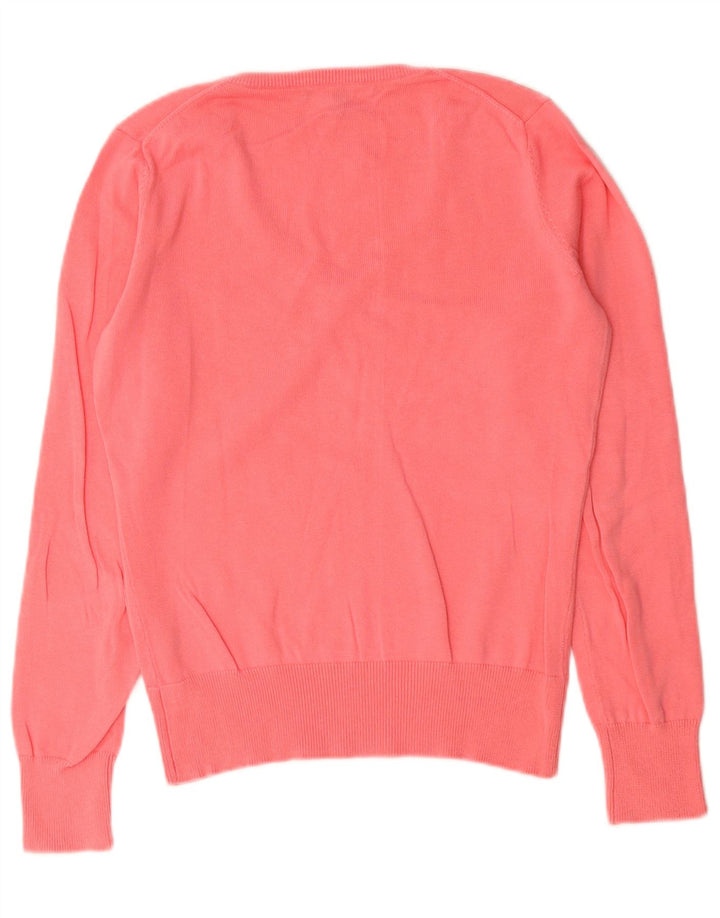Gant Womens V-Neck Jumper Sweater UK 12 Medium Pink Cotton