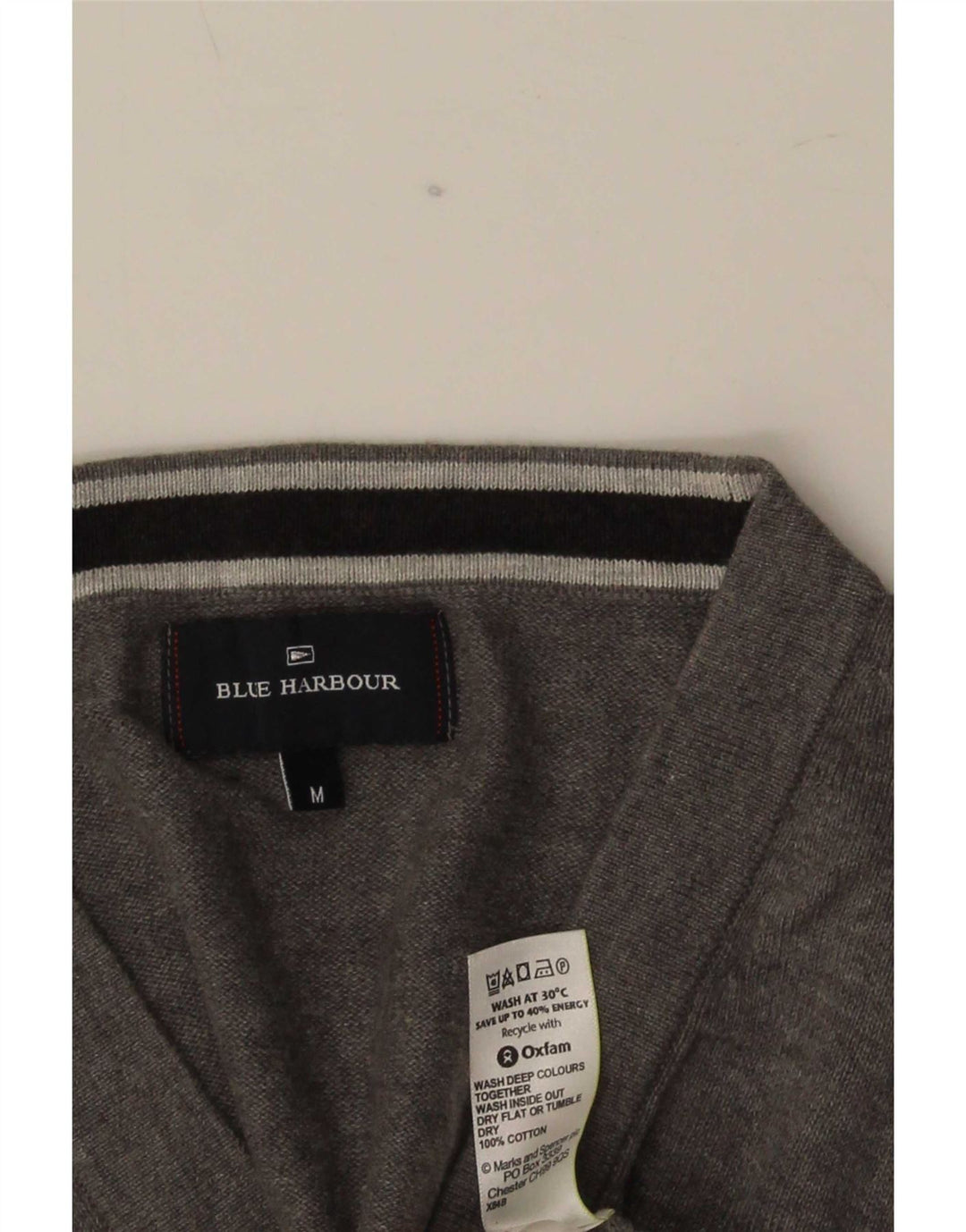 Marks & Spencer Herre Blue Harbor Cardigan Sweater Medium Grå Bomuld
