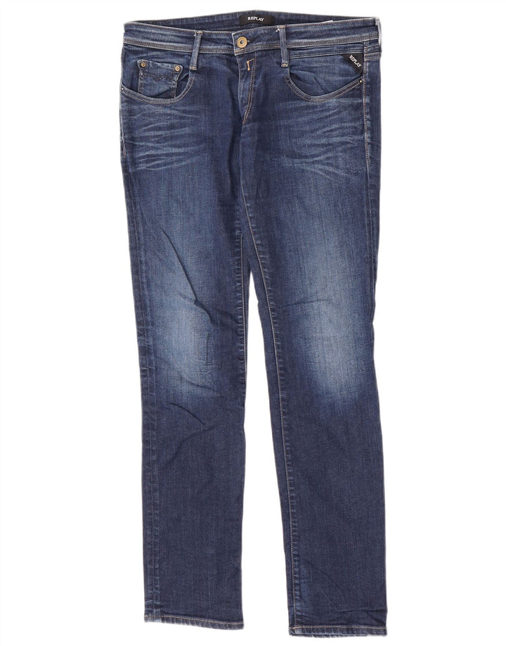 Replay Womens Jodey Straight Jeans W30 L32 Blue Cotton
