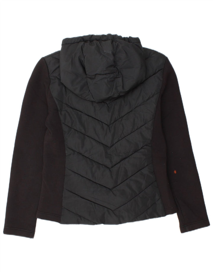 Zara Womens Hooded Padded Jacket UK 12 Medium Black Colourblock Viscose