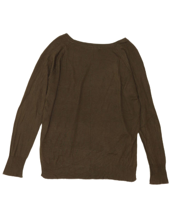 Zara Womens Boat Neck Jumper Sweater UK 16 Large Khaki Viscose