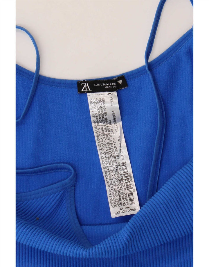 Tutina corta senza maniche da donna Zara UK 12 blu medio in poliammide