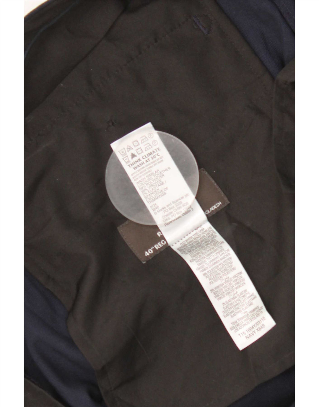 Marks & Spencer Mens Regular Fit Casual Trousers W40 L31 Navy Blue