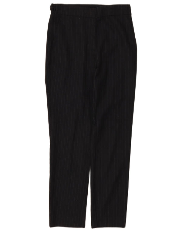 Zara Mujer Pantalón De Traje Slim Small W26 L27 Azul Marino Poliéster A Rayas