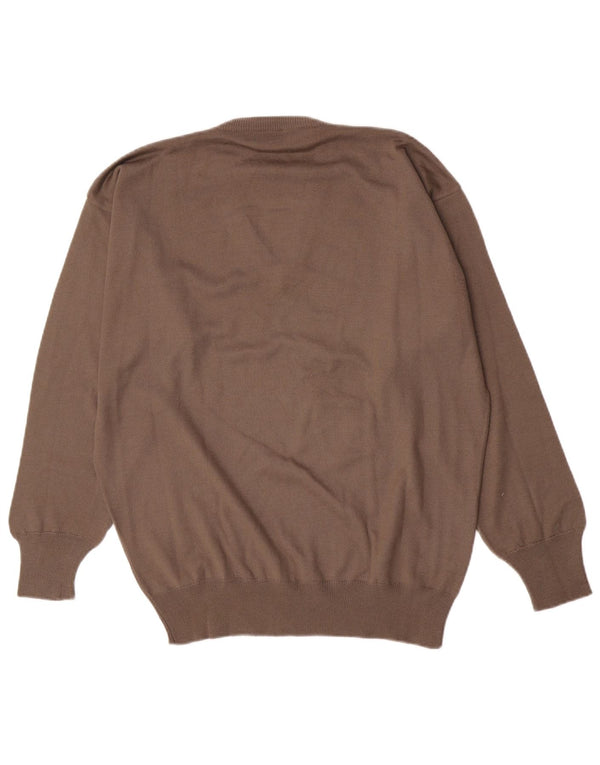 Maglione Trussardi Uomo Scollo a V Large Marrone in Lana Vergine