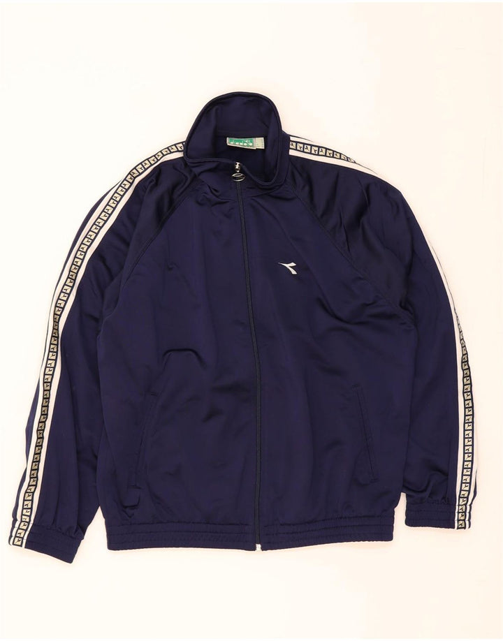 DIADORA Mens Tracksuit Top Jacket UK 36 Small Navy Blue Polyester Vintage Diadora and Second-Hand Diadora from Messina Hembry 