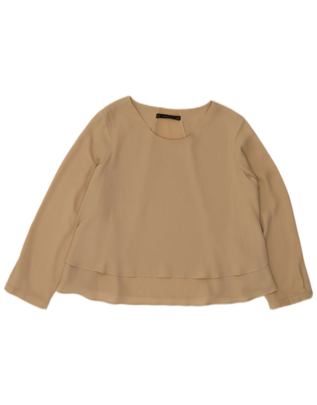 Camicetta a maniche lunghe da donna Zara UK 14 Poliestere beige medio