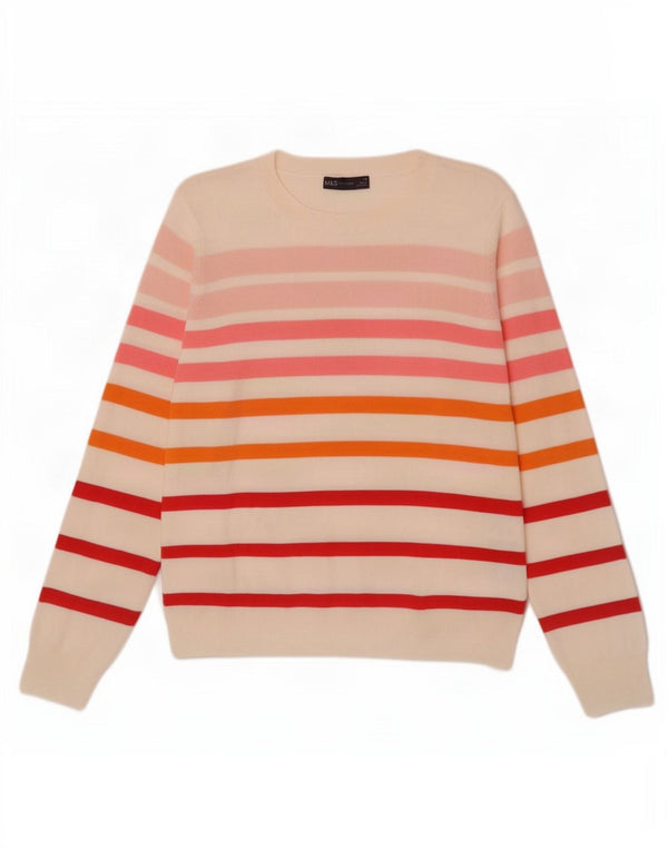 Marks & Spencer Womens Boat Neck Jumper Sweater UK 14 Medium Off White