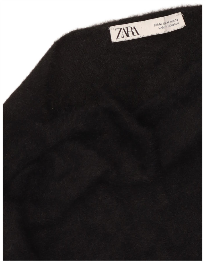 Top corto da donna Zara a maniche lunghe UK 14 medio nero