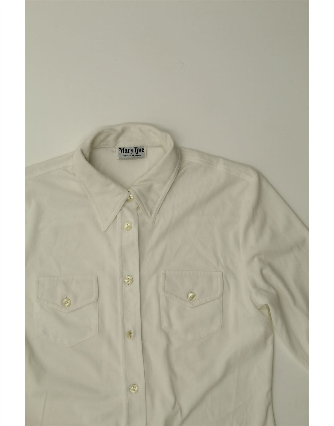 VINTAGE Womens Shirt Blouse UK 14 Large White Polyester Vintage Vintage and Second-Hand Vintage from Messina Hembry 