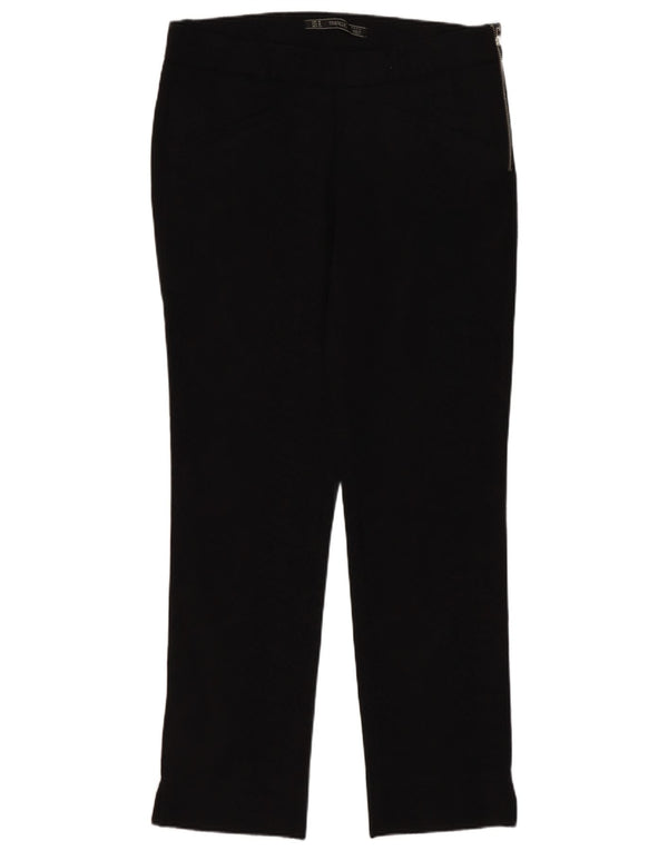 Zara Womens Trafaluc Straight Casual Trousers Medium W28 L28 Black Cotton