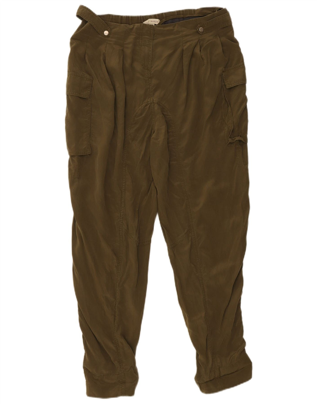Ted Baker Womens High Waist Cargo Trousers Size 3 Medium W34 L28 Khaki
