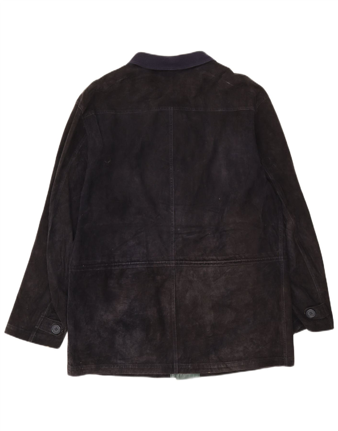 Vintage Mens Suede Jacket IT 50 Large Navy Blue Leather