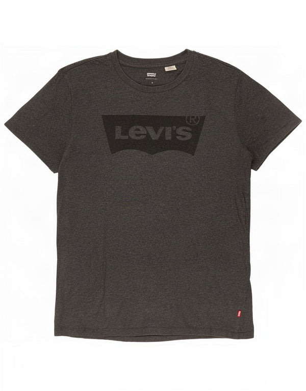 Levi's Herren-T-Shirt mit Grafik, Größe S, grau gesprenkelte Baumwolle