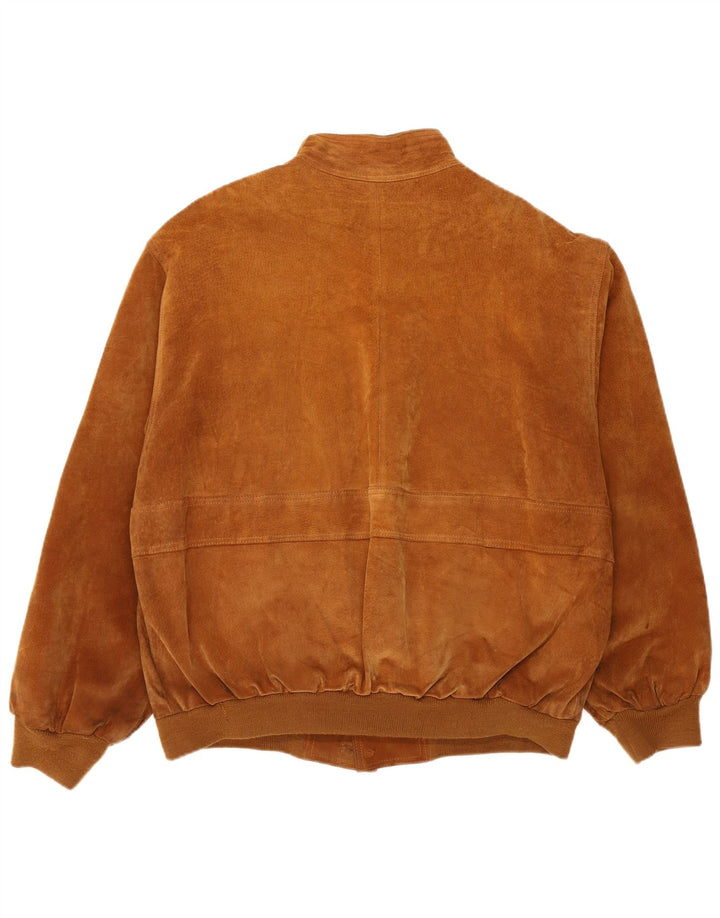 Vintage Mens Suede Bomber Jacket UK 40 Large Brown Polyester