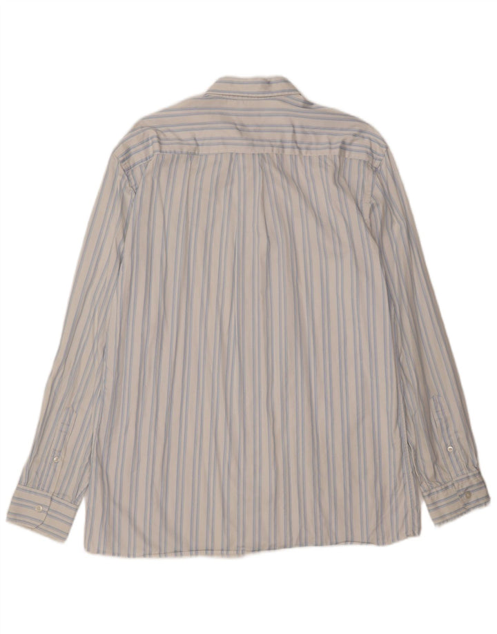 ZARA Mens Relaxed Fit Shirt Large Blue Striped Cotton