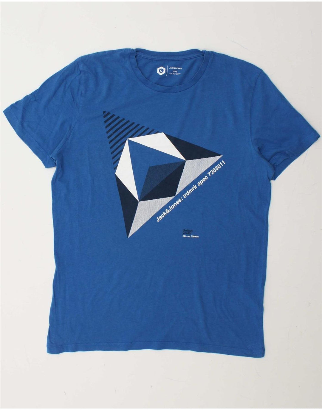 JACK & JONES Mens Graphic T-Shirt Top Medium Blue Cotton