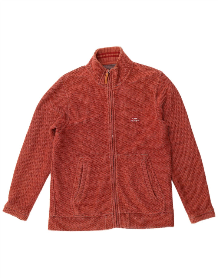 WEIRD FISH Mens Tracksuit Top Jacket Small Red Cotton