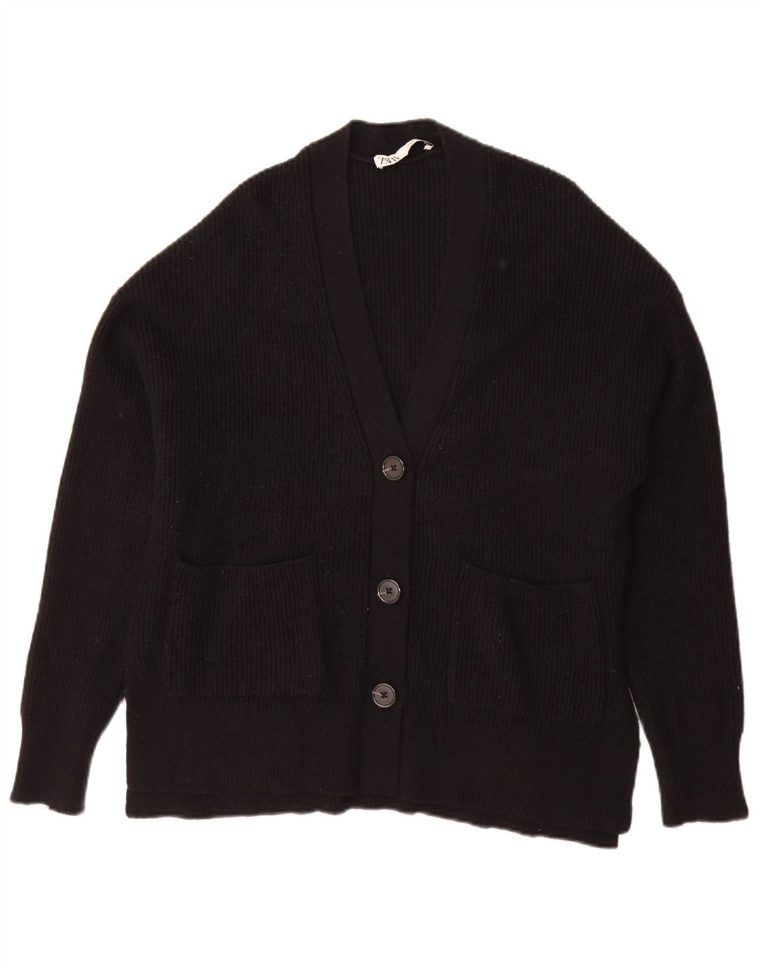 Zara Womens Oversized Cardigan Sweater UK 10 Small Black