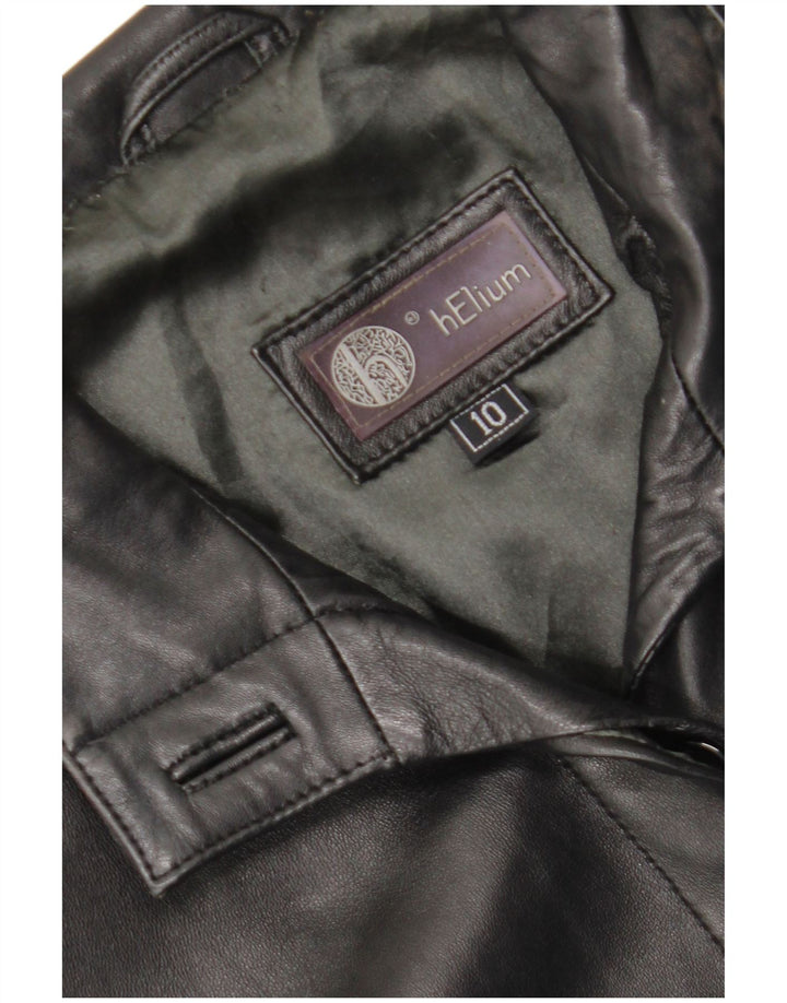 Helium Damen Ledermantel UK 10 Small Schwarz