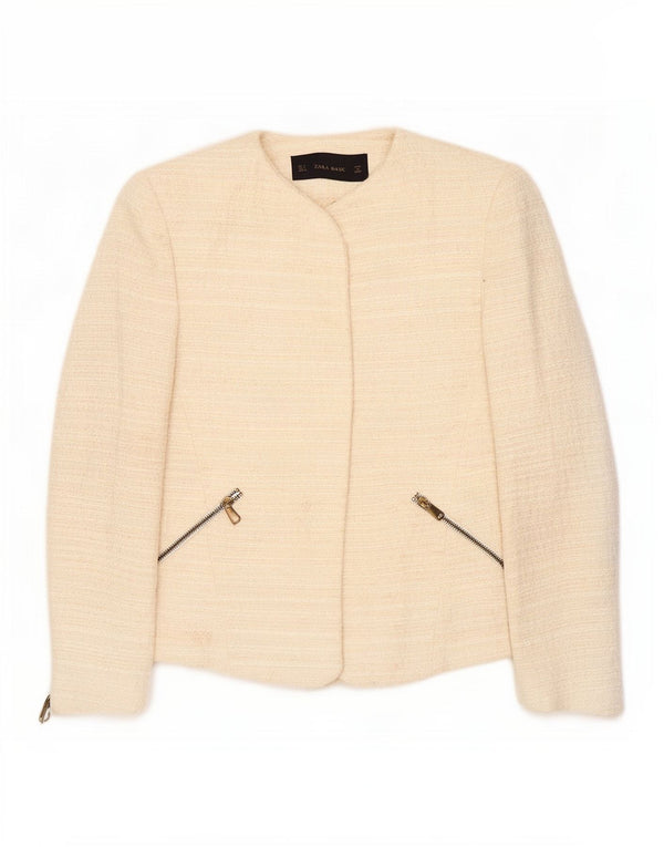 Giacca blazer da donna Zara UK 10 piccola in acrilico bianco sporco