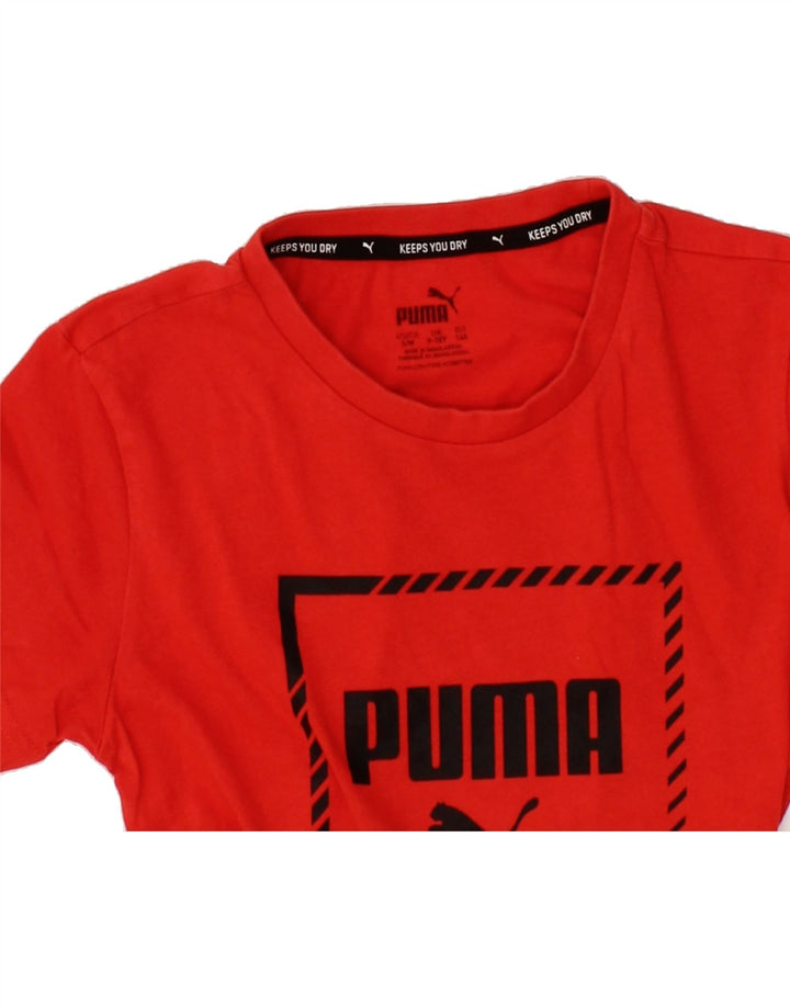 PUMA Boys Graphic T-Shirt Top 9-10 Years Medium Red Cotton Vintage Puma and Second-Hand Puma from Messina Hembry 