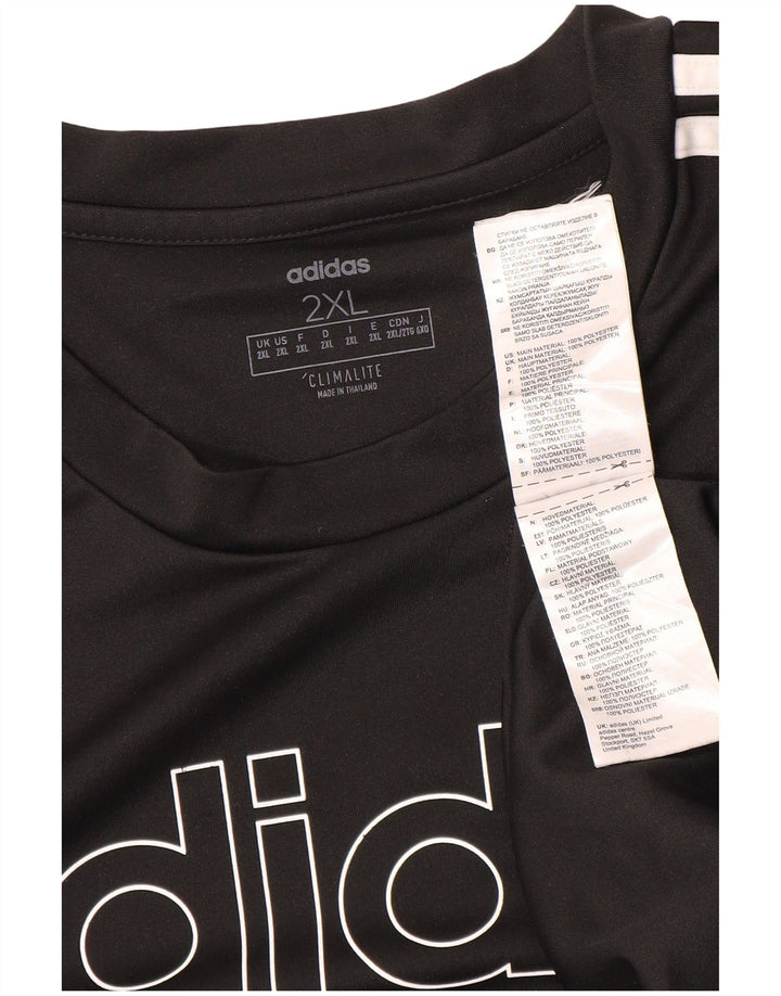 Adidas Mens Climalite Graphic T-Shirt Top 2XL Black Polyester