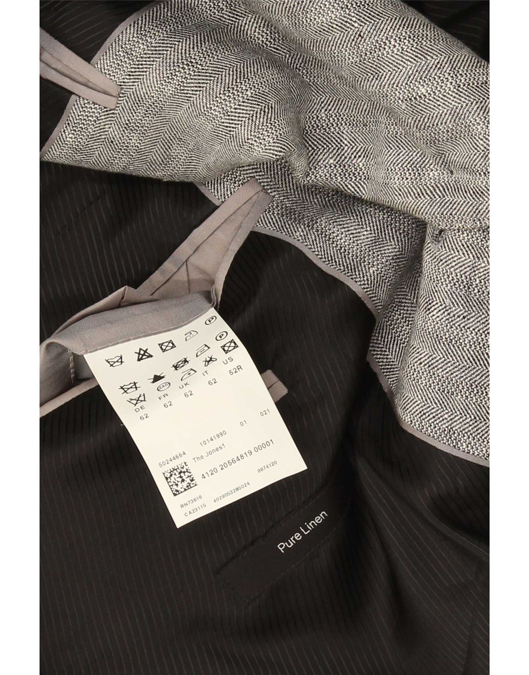 Hugo Boss férfi 2 gombos blézerkabát EU 62 6XL szürke vászon