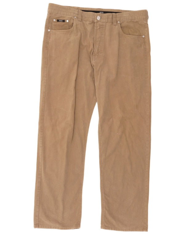 Hugo Boss Straight Casual Bukser til mænd W40 L32 Beige Bomuld