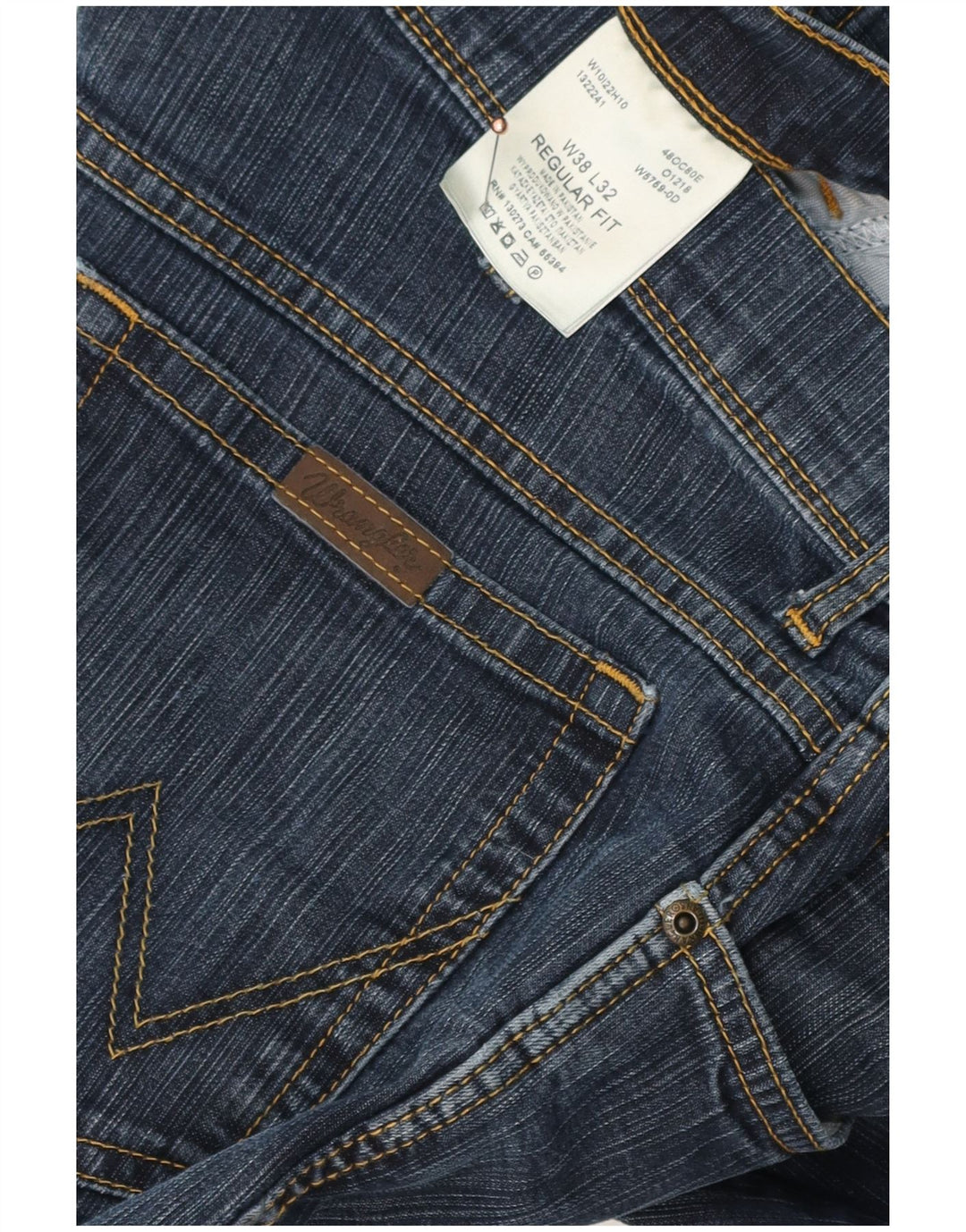 Wrangler Mens Regular Fit Straight Jeans W38 L32 Blue Cotton