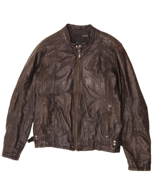 Bomboogie Chaqueta de cuero para hombre UK 42 XL Cuero marrón