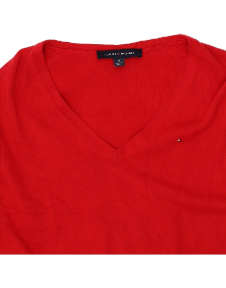 TOMMY HILFIGER Womens Top Long Sleeve UK 12 Medium Red Cotton Vintage Tommy Hilfiger and Second-Hand Tommy Hilfiger from Messina Hembry 