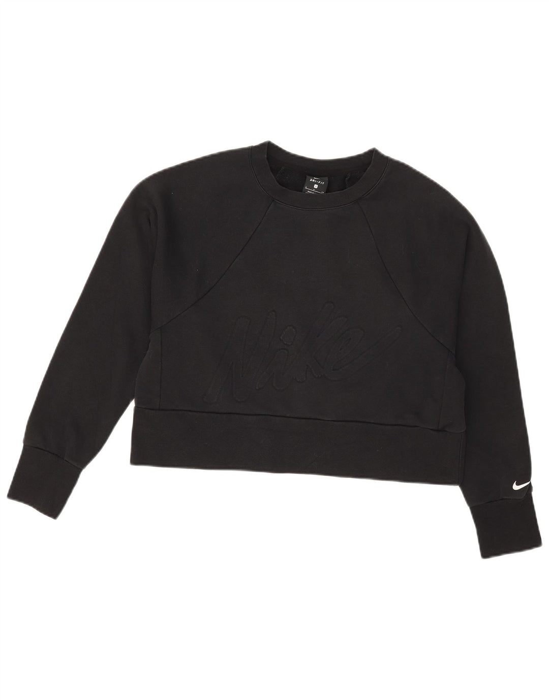 Nike Womens Dri Fit Graphic Oversized Sweatshirt Jumper UK 10 Small Black