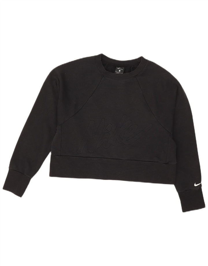 Nike Womens Dri Fit Graphic Oversized Sweatshirt Jumper UK 10 Small Black