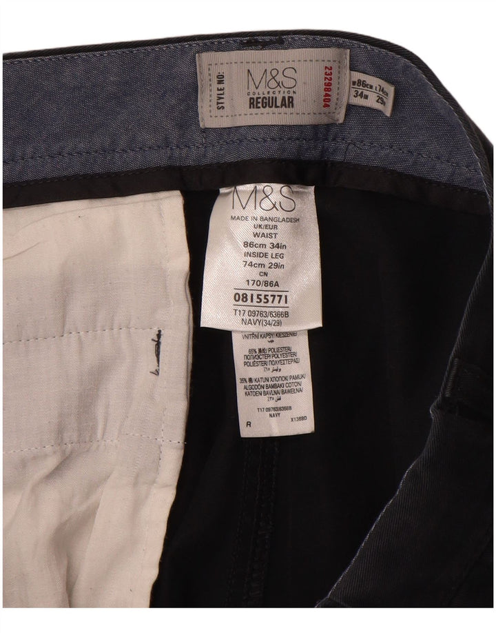 Marks & Spencer Herren-Chinohose, normal, W34, L29, Marineblau, Baumwolle