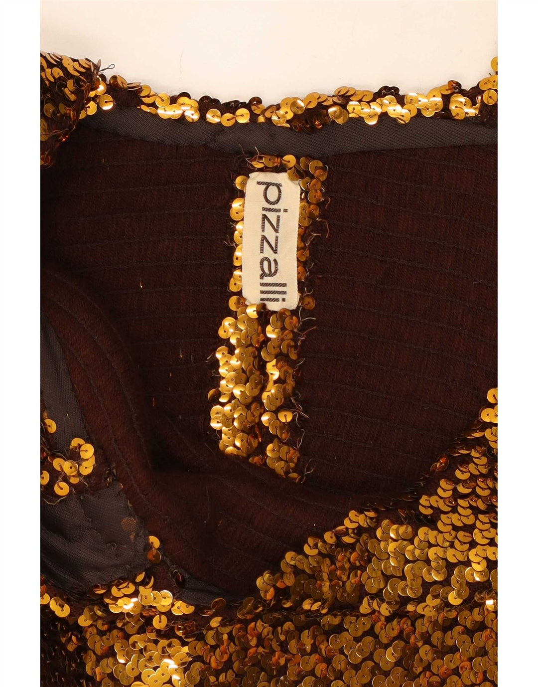 Vintage Damen Ärmelloses Pailletten-Crop-Top UK 12 Medium Gold