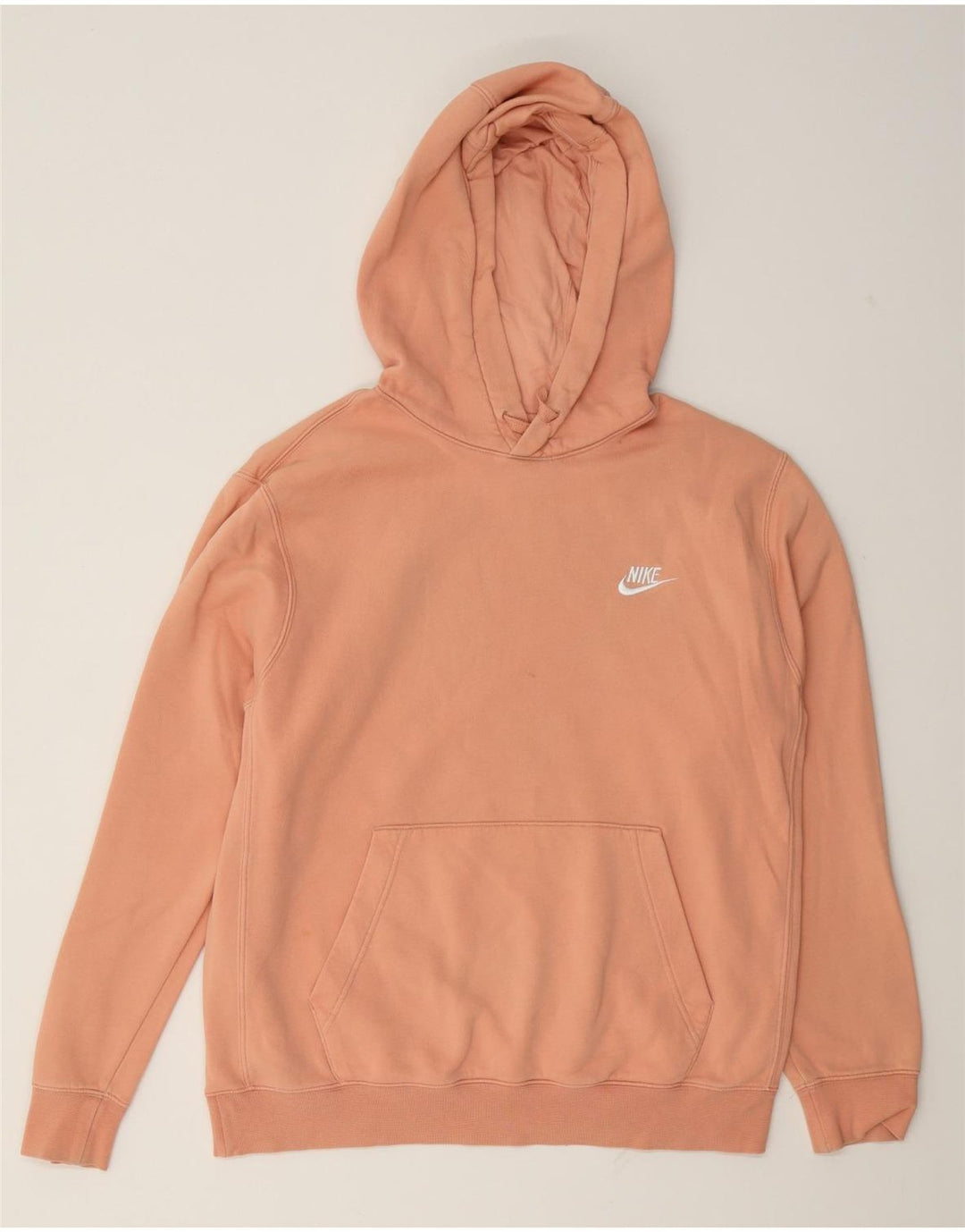 Nike Womens Oversized Hoodie Jumper UK 14 Medium Pink Cotton