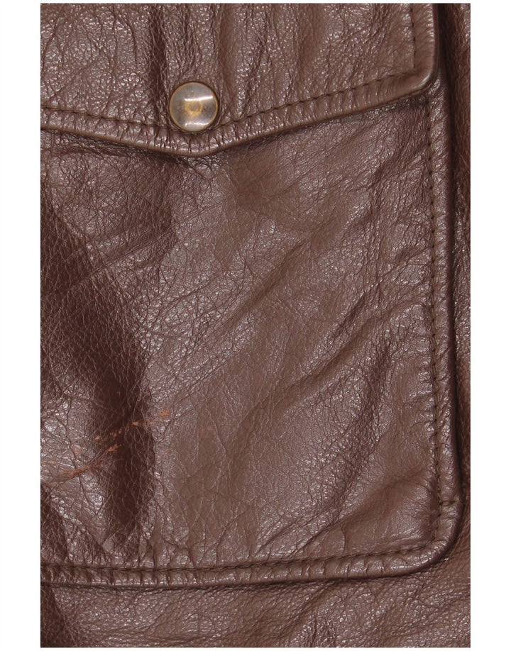 Giacca in pelle vintage da uomo IT 50 grande in pelle marrone