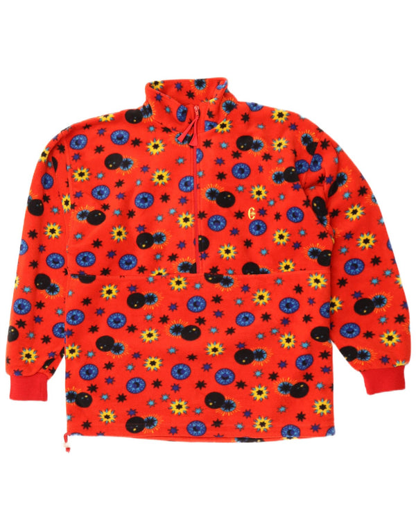 Suéter masculino de lã com zíper e gola grande da Conte of Florence em poliéster floral vermelho