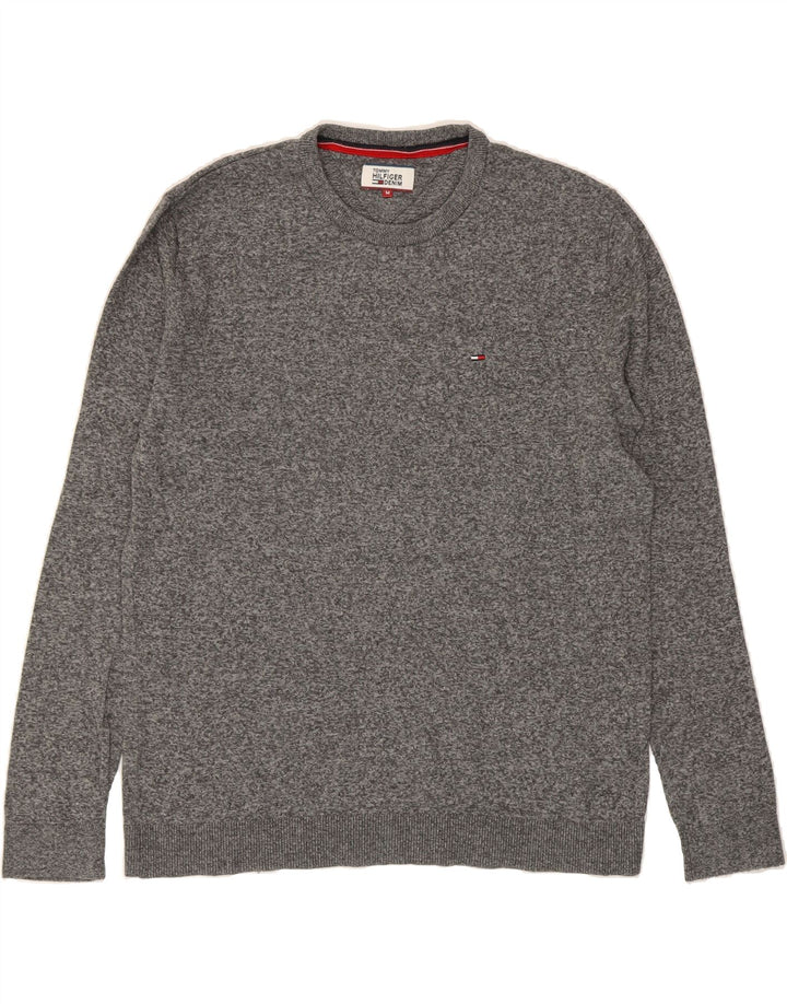TOMMY HILFIGER Mens Crew Neck Jumper Sweater Medium Grey Flecked Cotton Vintage Tommy Hilfiger and Second-Hand Tommy Hilfiger from Messina Hembry 
