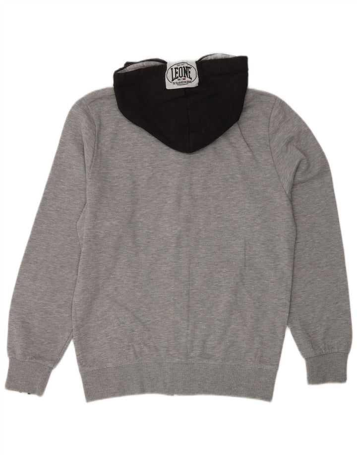 LEONE Mens Zip Hoodie Sweater Medium Grey Colourblock Cotton