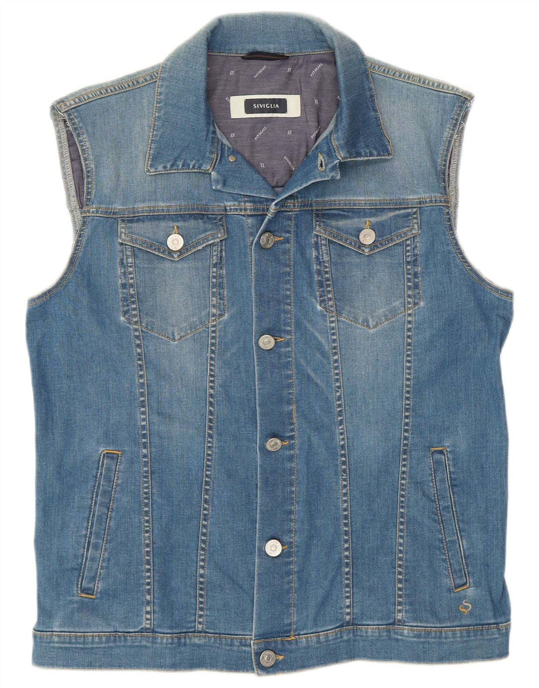 SIVIGLIA Gilet in denim da uomo UK 38 Blu medio