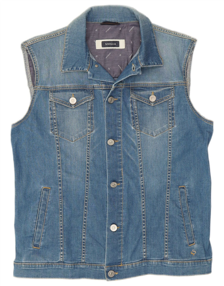 SIVIGLIA Gilet in denim da uomo UK 38 Blu medio