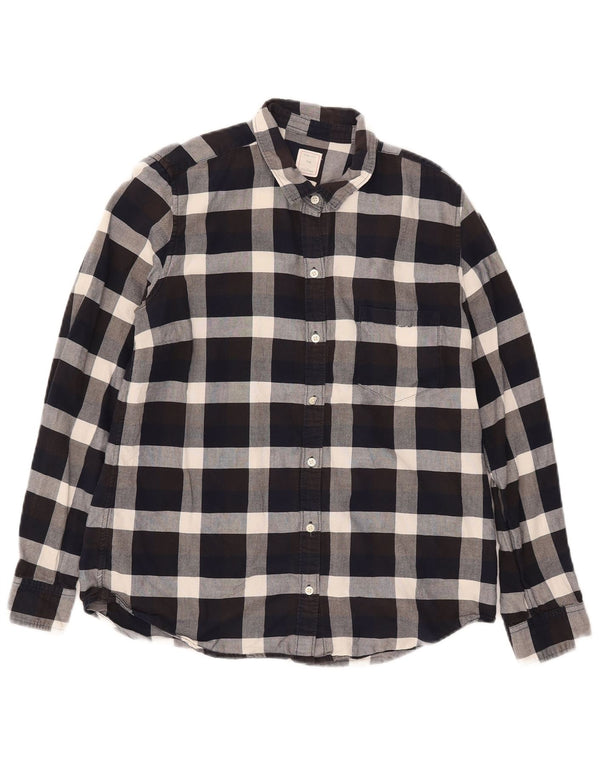 Gap Womens Classic Fit Flannel Shirt UK 14 Medium Black Ternet Bomuld
