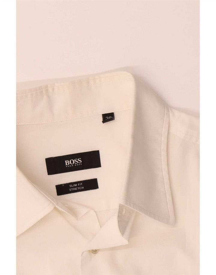 Hugo Boss Stretch Slim Fit skjorte herre str. 38 15 Medium hvid bomuld